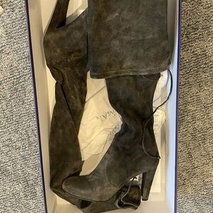 Stuart Weitzman Suede Over The Knee Grey Boots